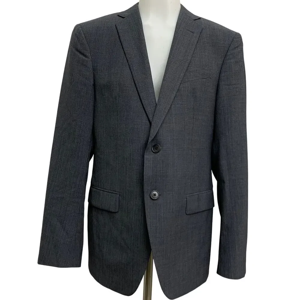 John Varvatos Mens 38S Bedford Jacket 100% Wool Sport Coat Blazer Suit Gray Grey